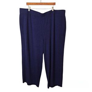 Lisa Rinna Collection Size 3X Wide Leg Brushed Hacci Pant Blue Stretch‎ A349566